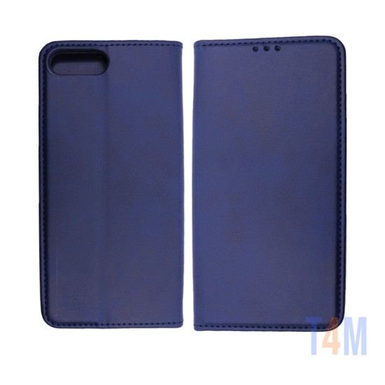 Capa Flip de Couro com Bolso Interno para Apple iPhone 7 Plus Azul